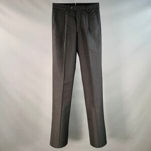 AGNÈS B. Size 28 Grey Charcoal Wool Pleated Tapered Dress Pants